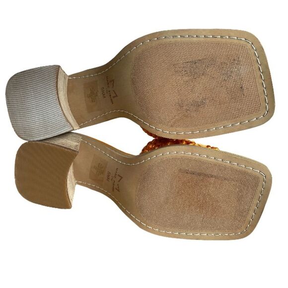 NEW Marc Fisher Jaxxon Square Toe Heeled Sandals Size 5.5 Orange Woven Strap - Picture 12 of 16